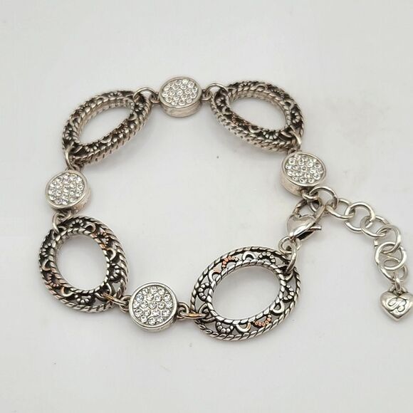 Brighton Bracelet, silvertone, rhinestones - Picture 1 of 8